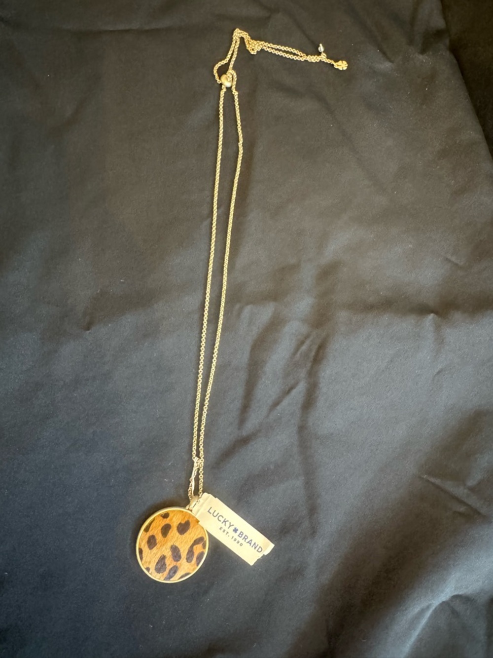 Lucky Brand Gold-Tone Leopard Pendant Necklace - Brown & Black